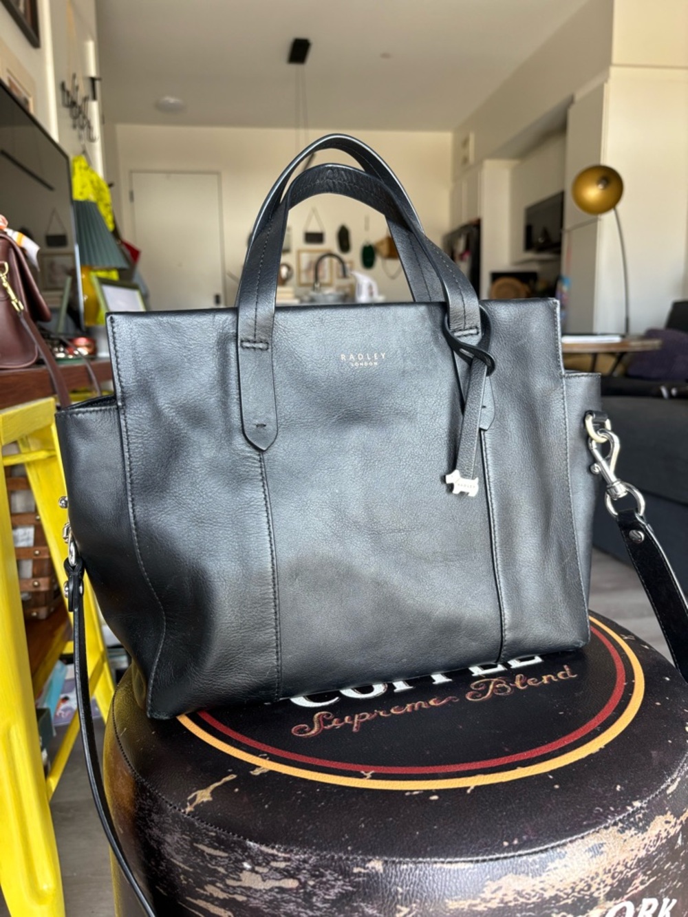 RADLEY LONDON | Abbotsford Open Top Leather Grab Bag in Black